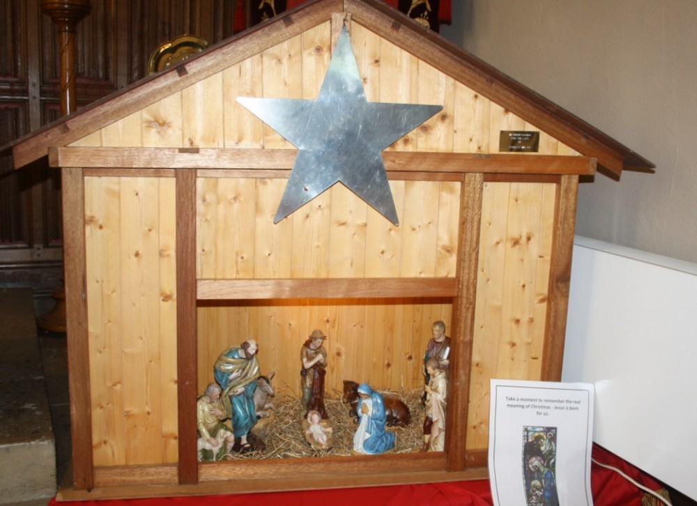 image of stable with nativity scene